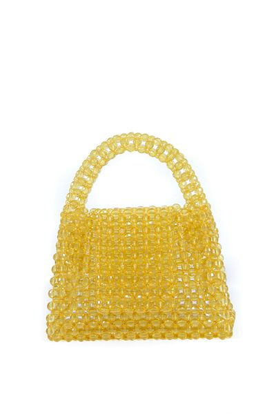 Sun Pieces Sassy Yellow Bead Handbag, Bead Bag, Shiny Bead Bag