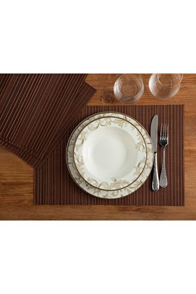 English Home Shiny Pvc 4'lü Amerikan Servis 30x45 Cm Kahve