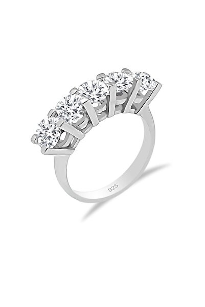 Aykat Beş Taş Yüzük Gümüş Kadın Beş Taşlı Gümüş Yüzük Modeli Yzk-248