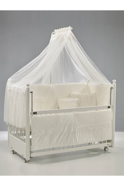 Meltem Smart Mondo Anne Yanı Ahşap Sallanır Beşik 60x120 cm (beyaz-krem)