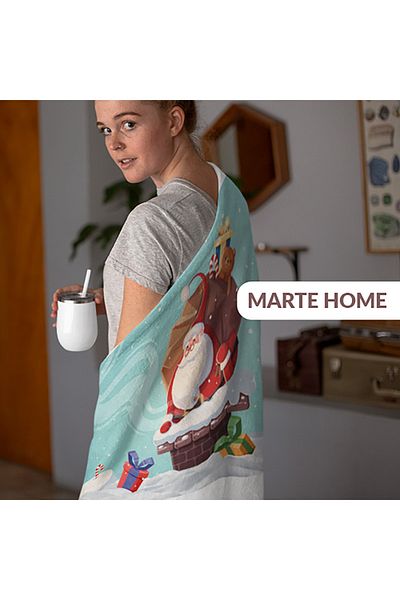 Marte Home New Year & Christmas Patterned Double Sided Printed 100x170 Cm Polar TV Blanket