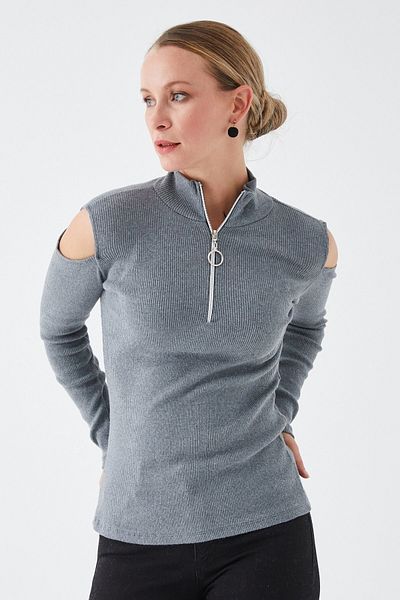 NARKISS Bluză Camolă cu jumătate de fermoar