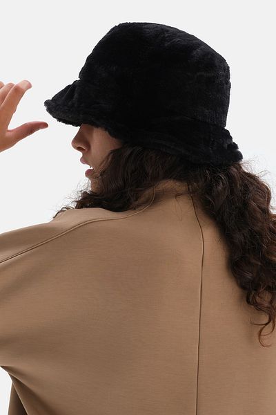 Dagi Schwarzer Fischerhut aus Plüsch für Damen