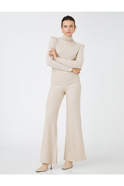 Koton Flared Leg Trousers with Elastic Waist