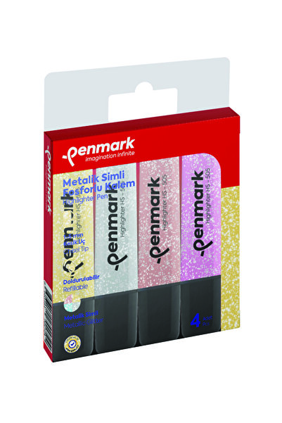 penmark Fosforlu Kalem (işaret Kalemi) Simli 4 Renk Karışık Hs 505 4s
