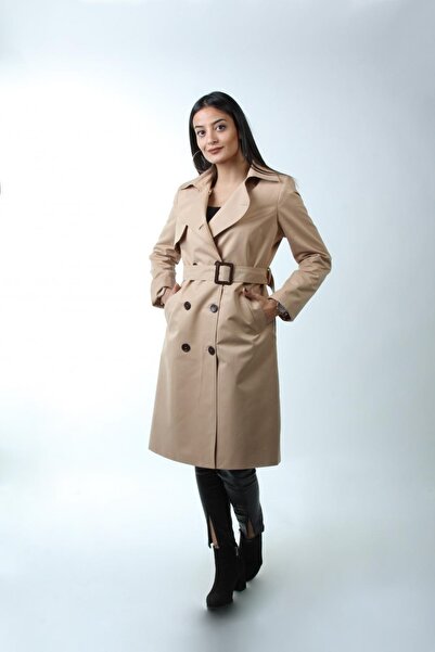 PUDRA MİNT Astarlı Trençkot Kadın