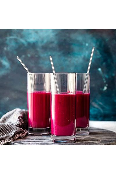 HOMENIVA Set of 4 Steel Straws with 2 Cleaning Brushes