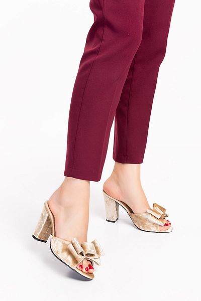 Akgün Terlik Women's Mink Heeled Stylish Slippers