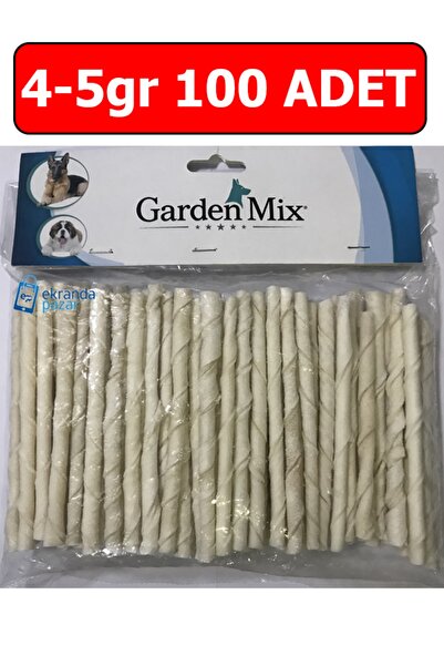 Gardenmix Garden Mix Beyaz Burgu Çubuk 100 Adet Kemik 5-6 gr Yavru Köpek Diş Kaşıma Kemiği Stick