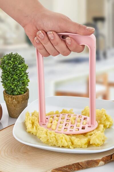 HB LİFE Pratik Renkli Plastik Üstten Tutmalı Patates Ezeceği