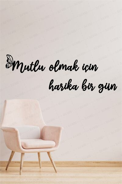 Diji Wood Mutlu Olmak Için Harika Bir Gün Duvar Yazısı Dekoru Ahşap Tablo Süs