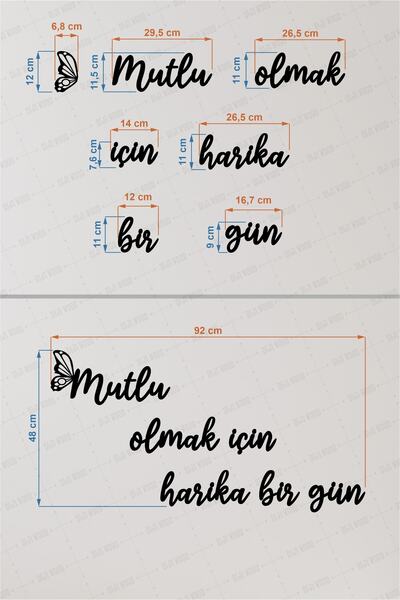Diji Wood Mutlu Olmak Için Harika Bir Gün Duvar Yazısı Dekoru Ahşap Tablo Süs