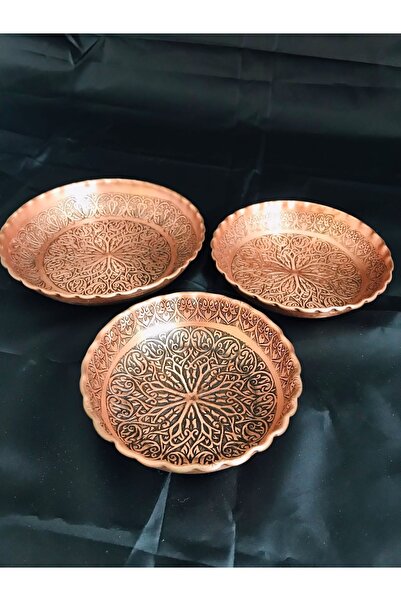 Zinnun Bakır Oyma Çerezlik 3'lü
