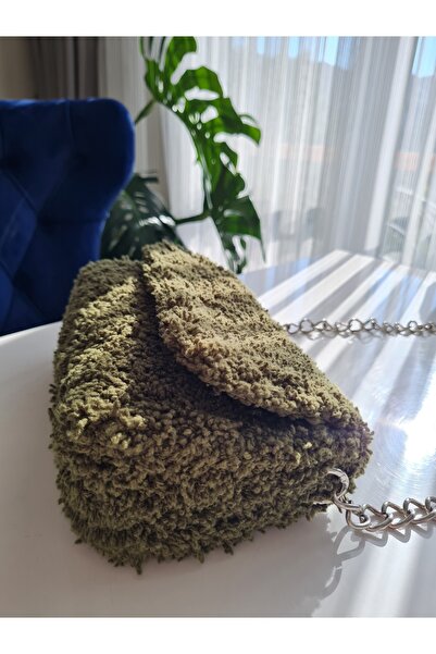 Verda Desing Teddy plišana torba za rame tamnozelena