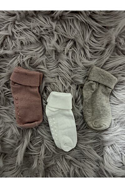 Çocuk/bebek 3’lü Organik Pamuk Abs Altı Kaymaz Çorap