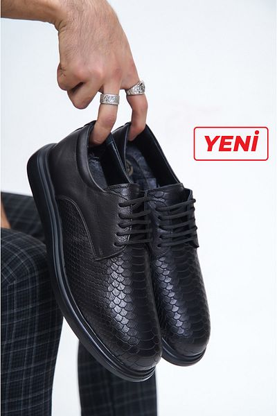 Deripabuc Genuine Leather Men's Black Leather Casual Shoes Mrd7-2283