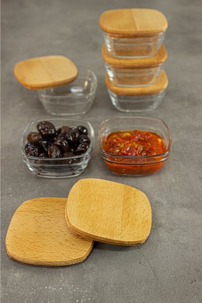 KukiWood Luna Glass Breakfast Bowl with Wooden Lid, Glass Bowl