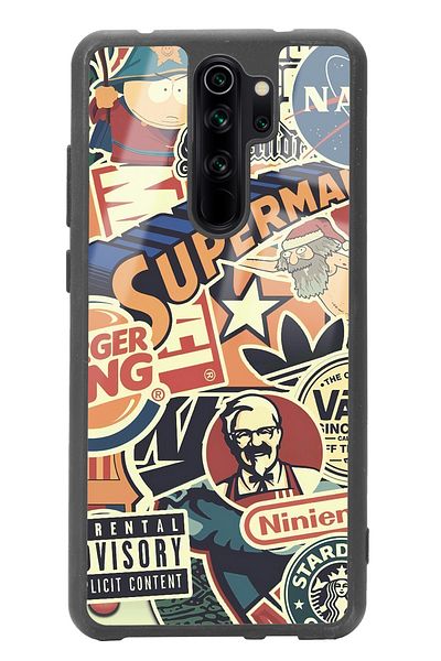 Spoyi حافظة هاتف لامعة بتصميم العلامة التجارية الرجعية لهاتف Xiaomi Redmi Note 8 Pro