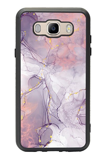 Spoyi Samsung J7 (2016) Fuşya Mermer Tasarımlı Glossy Telefon Kılıfı