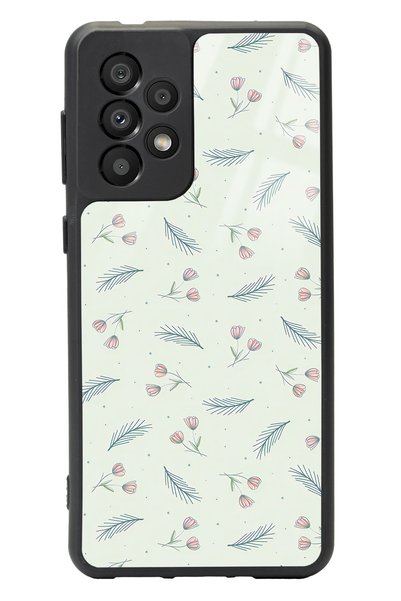 Spoyi Samsung A-33 Glossy Phone Case with Green Leaf Design