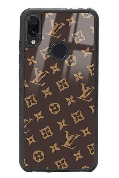 Spoyi Xiaomi Redmi Note 7 Kahverengi Lv Tasarımlı Glossy Telefon Kılıfı