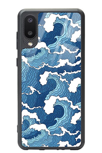 Spoyi Samsung A-02 Mavi Dalga Tasarımlı Glossy Telefon Kılıfı