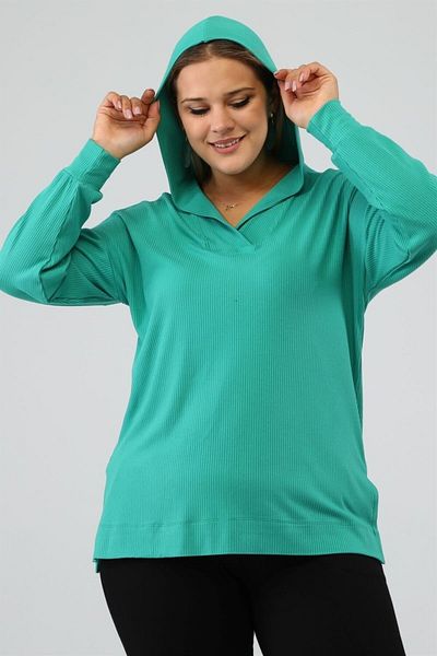 Seamoda Λεπτομερής σχισμή Plus Size Άνετο φούτερ 4 εποχών Camisole-πράσινο