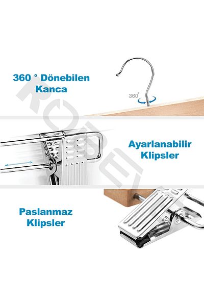 ROBEVE Latched Skirt Hanger Wooden Hanger with Holder Clothes Hanger 1st Quality Wooden Hanger Skirt Hanger 10 Pieces