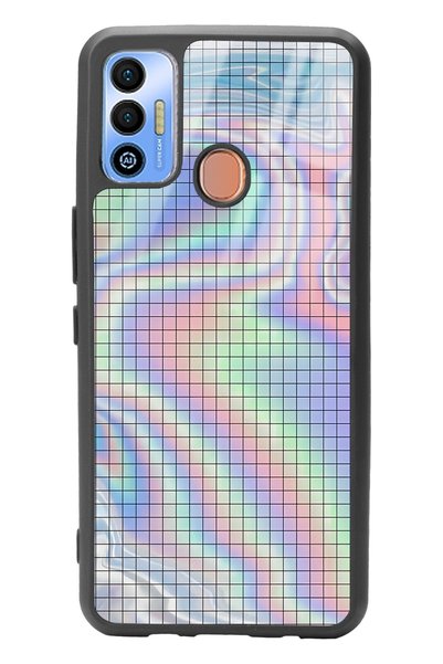 Spoyi غلاف هاتف لامع بتصميم مربعات نيون لهاتف Tecno Spark 7t