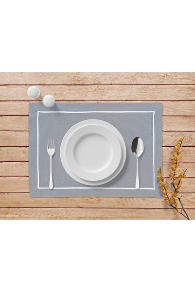 ÖDEL HOME Buldan Kumaşı Biyeli Amerikan Servisi - 4'lü Set