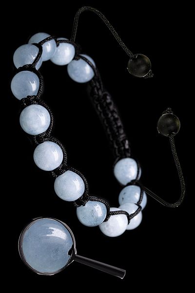 Tesbih Atölyesi Certified Macrame Aquamarine Stone Bracelet -1st quality