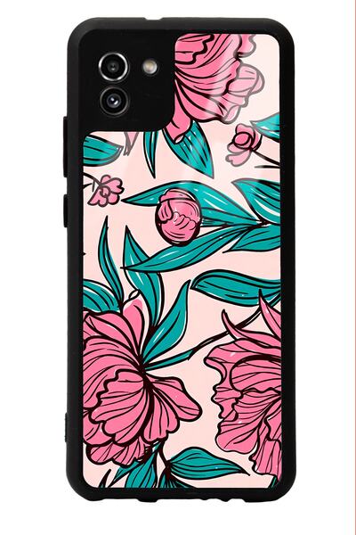 Spoyi Samsung A-03 Fuchsia Floral Design Glossy Phone Case
