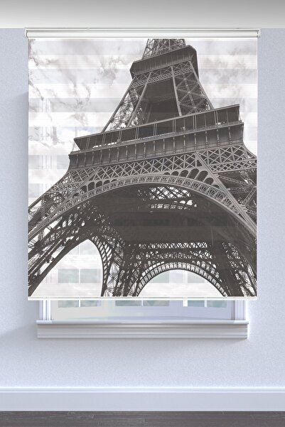 Kanteks Exclusive Eyfel Manzara Baskılı Zebra Perde