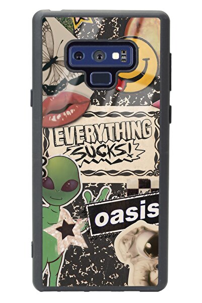 Spoyi Samsung Note 9 Retro Sticker Tasarımlı Glossy Telefon Kılıfı