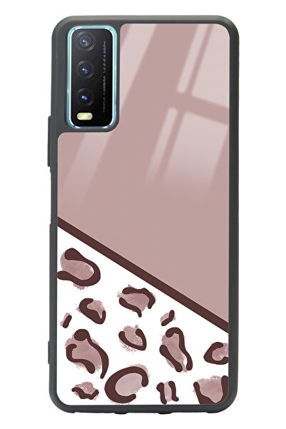 Spoyi Vivo Y20 Kahve Leopar Tasarımlı Glossy Telefon Kılıfı