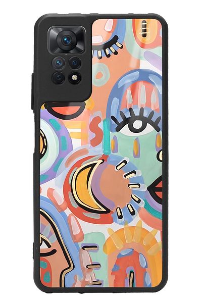 Spoyi حافظة هاتف لامعة لهاتف Xiaomi Redmi Note 11 Pro بألوان مائية بتصميم عين ريترو