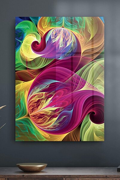 Decovetro Model de flori mixte ondulate pe sticlă