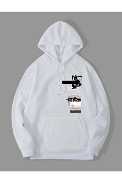 LOUİSA Λευκό φούτερ με κουκούλα Oversize New Moment