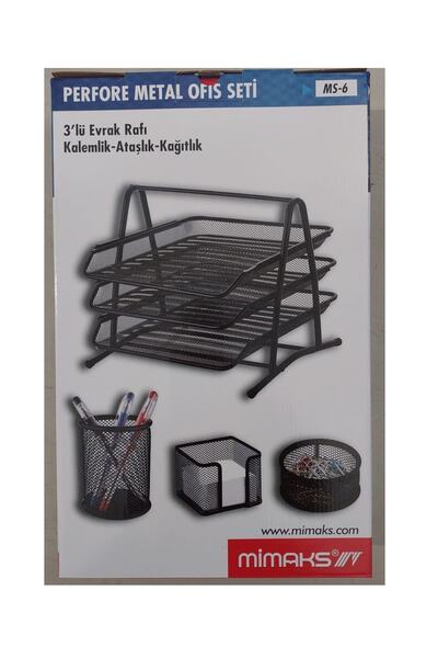 Mimaks Metal Ofis Masa Seti Perforeli 4 Lü Gri Ms-6