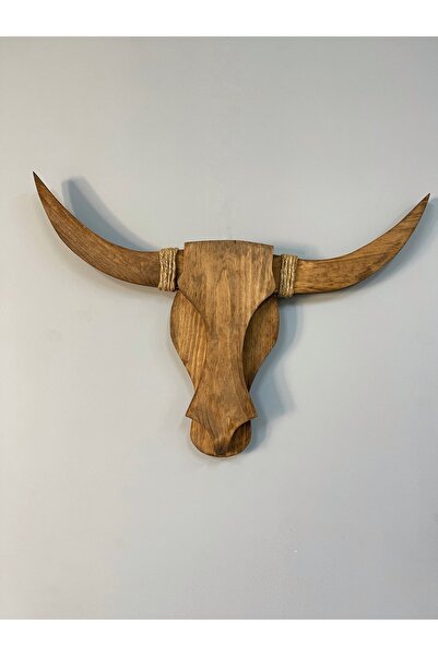 odka Ahşap Boğa Kafası 2 Boyutlu Ceviz Renk