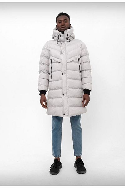 Çnru Chest Pocket Zipper and Snap Closure Hooded Thick Long Coat