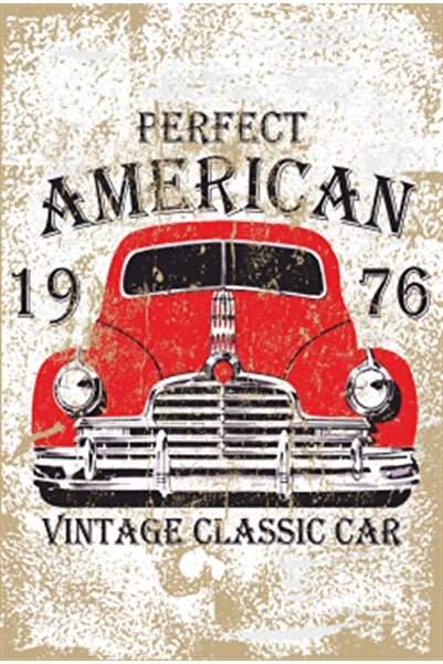 Hayat Poster Ρετρό ξύλινη αφίσα κλασικού αυτοκινήτου της Αμερικής του 1976