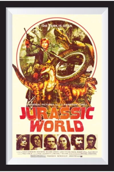 Hayat Poster Jurassic World Cinema Poster Frame Look Retro Wooden Poster