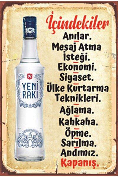 Hayat Poster Retro Wooden Poster of Turkish Rakı's Contents