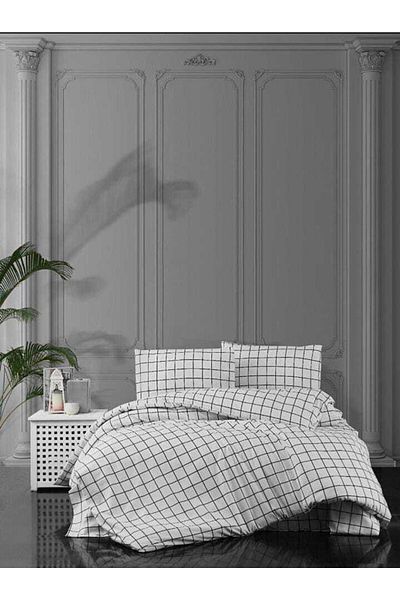 Mert Collection Çarşı Double Ecose Tile Patterned Ranforce Elastic Sheet Set