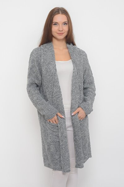 TUSSE Μονόχρωμη λεπτομέρεια στο μανίκι Πολύχρωμη πλεκτή τσέπη Μακριά κομψή και κομψή πλεκτή ζακέτα μεγάλου μεγέθους