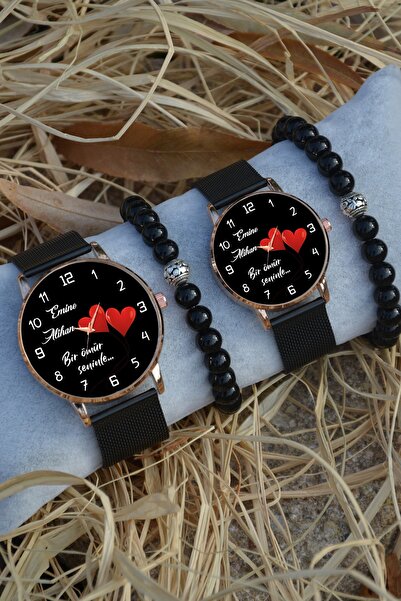 Kubbehan Sevgili Saatleri Kalpli Bir Ömür Boyu Seninle Isimler Yazılı Çift Ko...