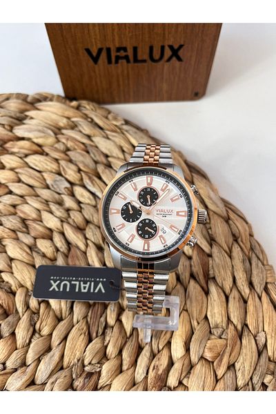Vialux Men's Wristwatch Jubilee Cord Waterproof All Steel