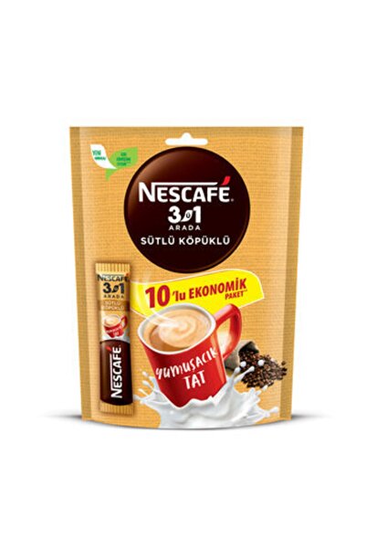 Nescafe Nescafé 3'ü 1 Arada Sütlü Köpüklü 17.4 G X 10'lu Paket ( 1 Adet
