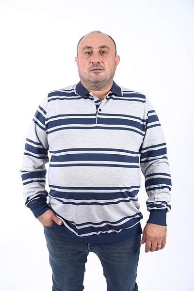 MocGrande Ανδρικό φούτερ με γιακά Polo μεγάλου μεγέθους 22404